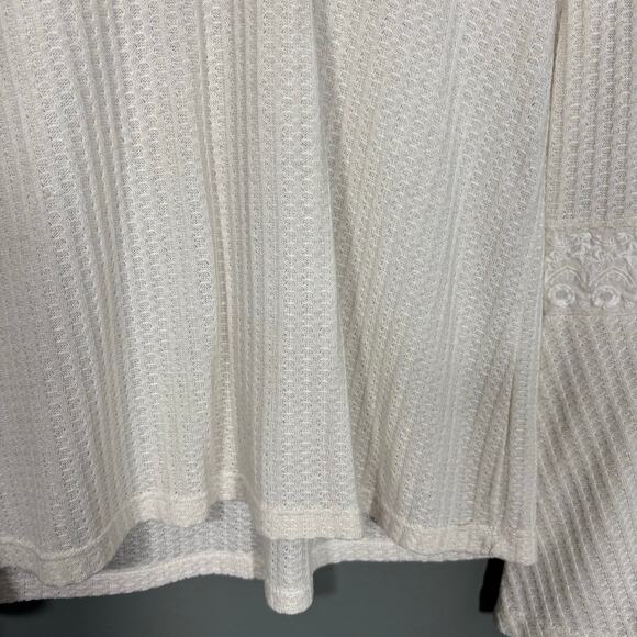 Lucky Brand Women's Ivory Lace Trim Boho Romantic Knit Top - Size XS - Coquette - Picture 4 of 6